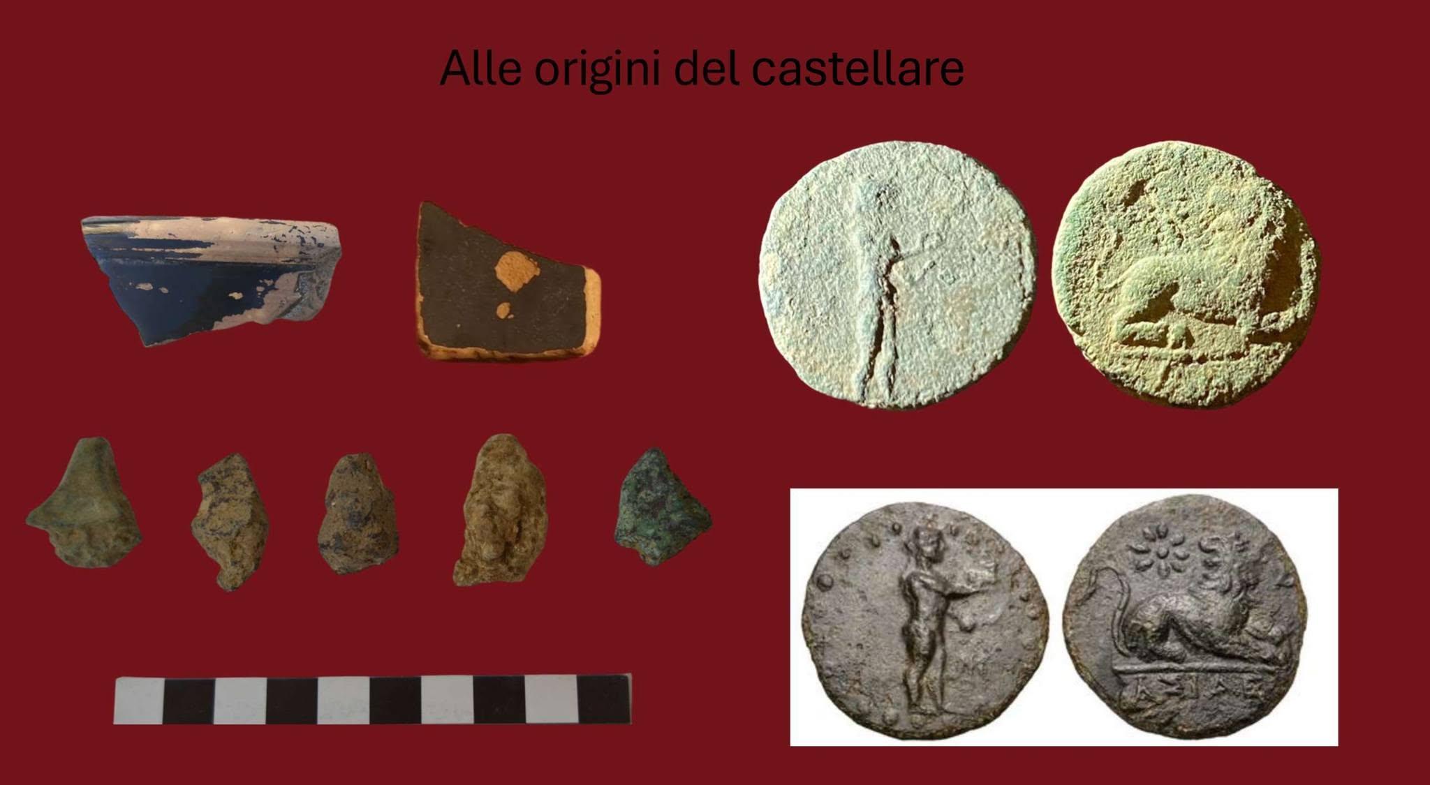 Monete e frammenti ceramici fra i materiali presentati. Collepetroso, annuncio seconda campagna 2024.