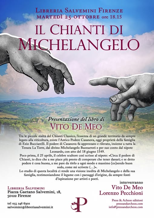 Locandina della presentazione del volume Il Chianti di Michelangelo alla Libreria Salvemini di Firenze